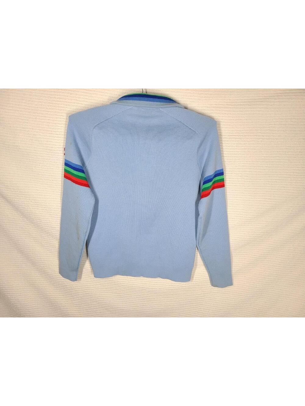 Vtg 70s Ski Sweater Demetre 100% Wool Knit Rainbow Stripe Women’s Small Snow - Picture 11 of 12